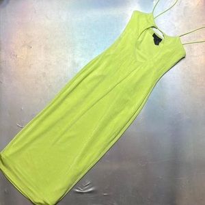 Hours reagan midi cutout dress in acid lime green